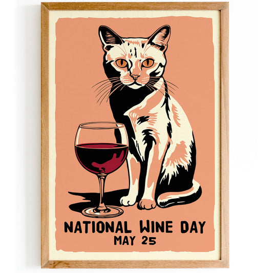National Wine Day Cat Print