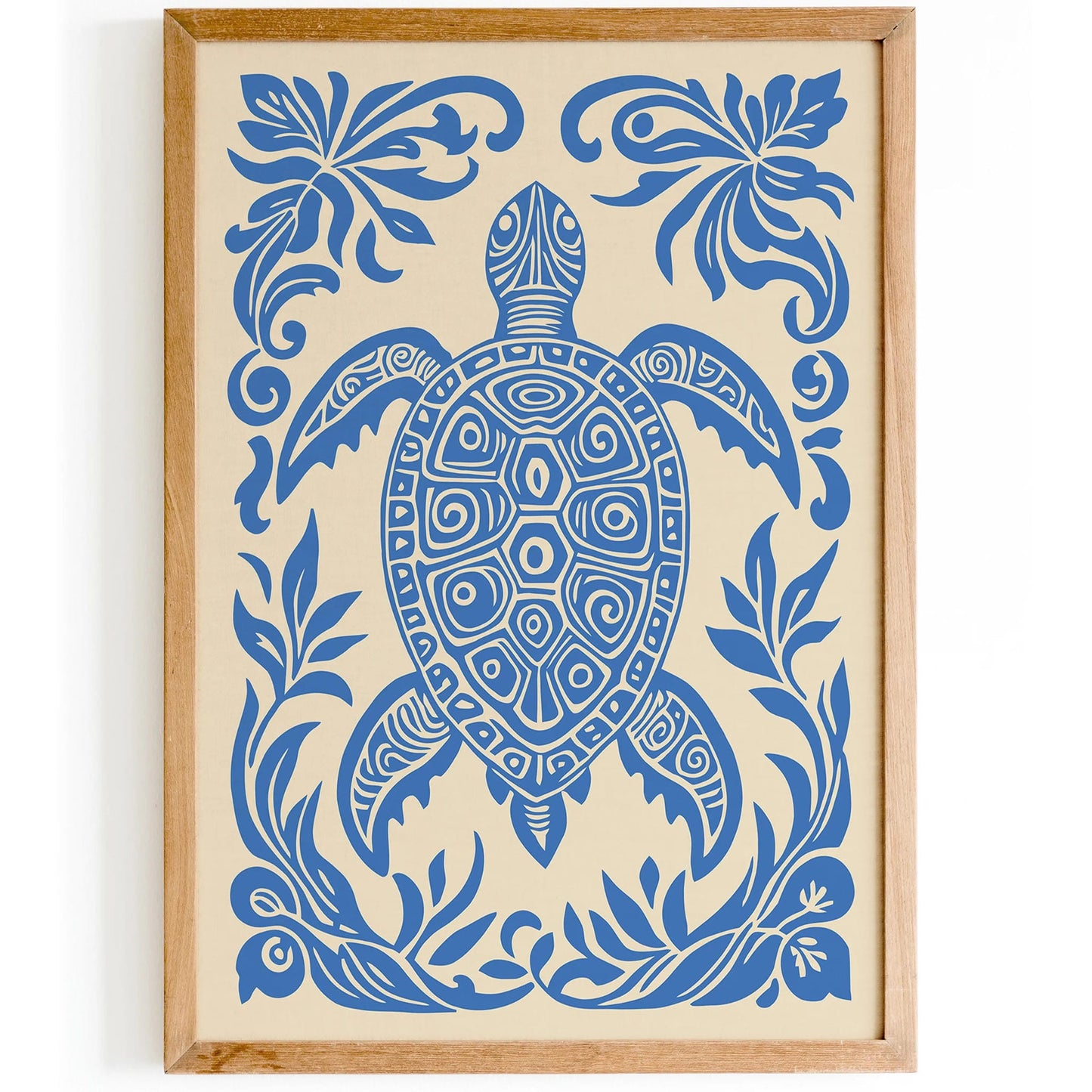 Blue Turtle Rococo Style Wall Art Print