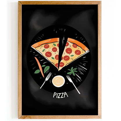 Pizza Kitchen Black Wall Art