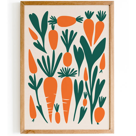 Carrots Illustration Farmhouse Kitchen Wall Art