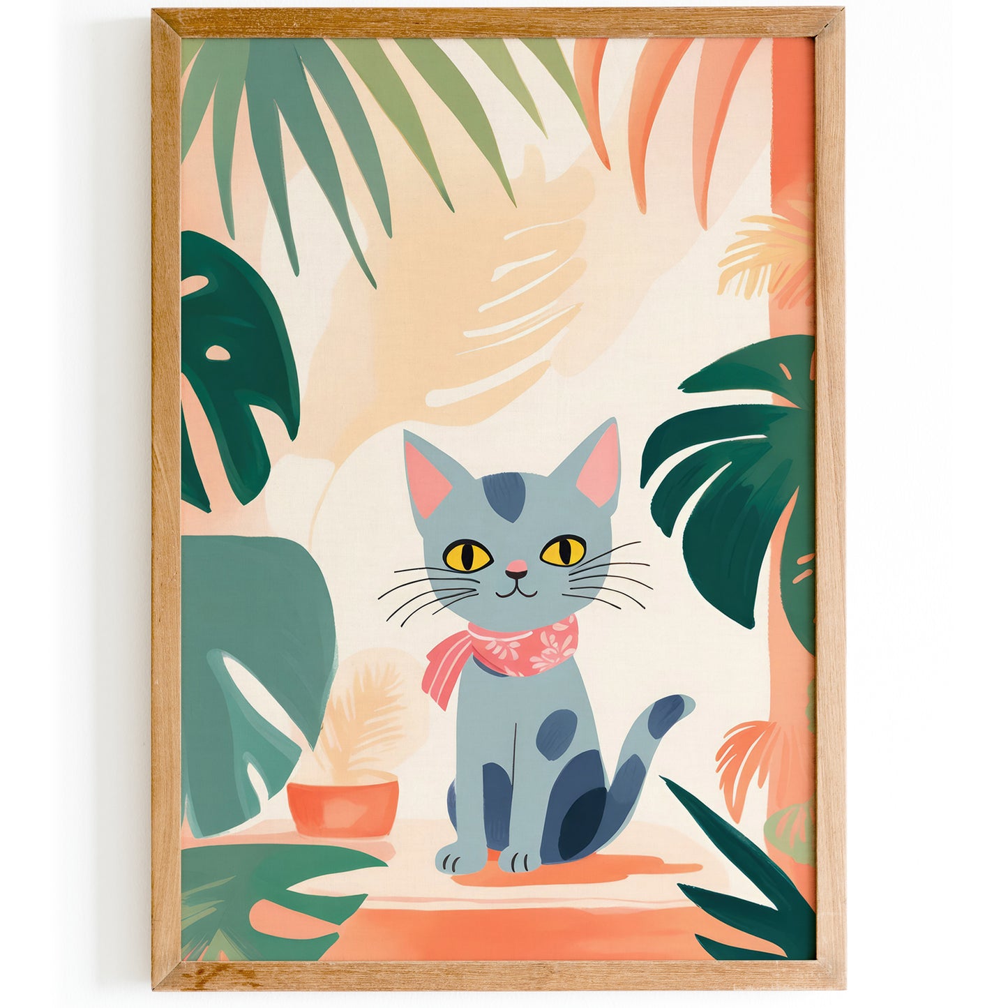 Cute Floral Kitten Art Print