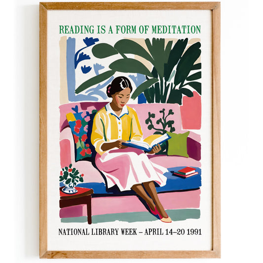 Reading Meditation Library Week Art Print