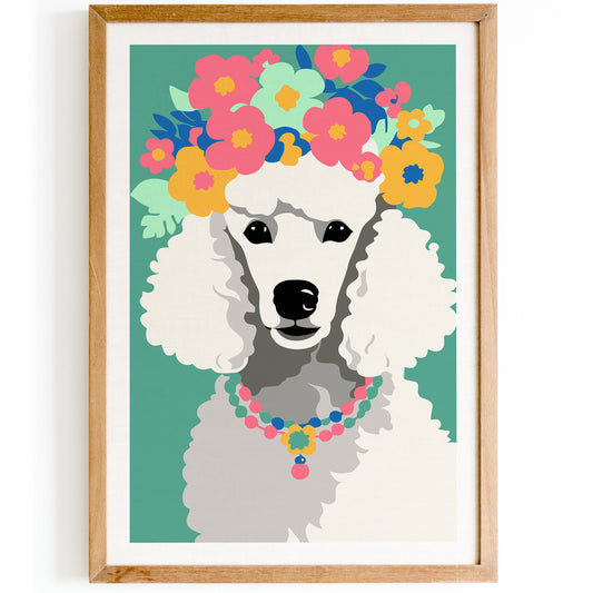 White Poodle Dog Nursery Room Wall Art