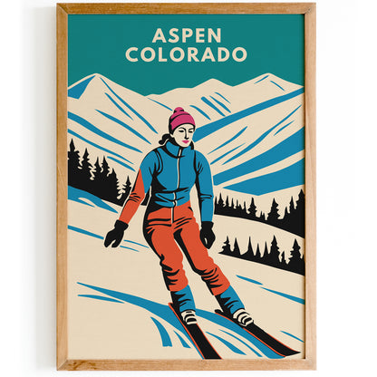 Aspen Colorado Winter Travel Poster