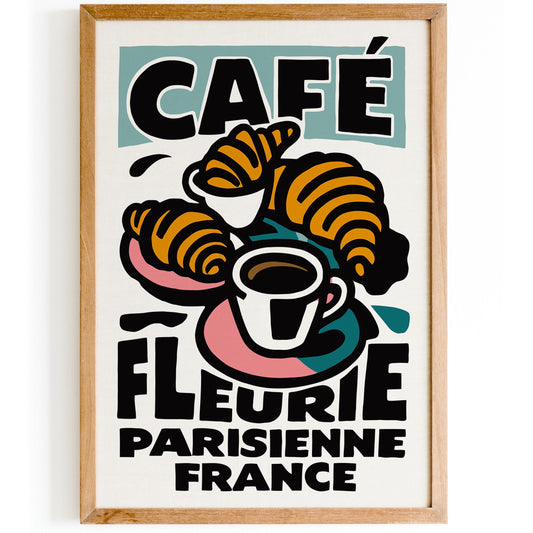 Paris Cafe Croissant Print