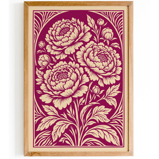 Vintage Peonies Floral Poster