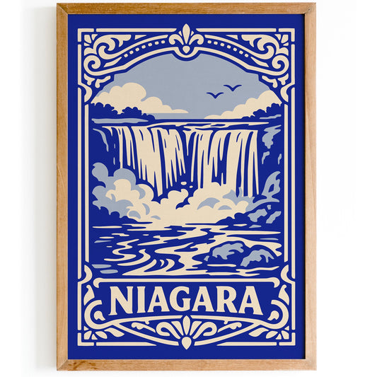 Niagara Landscape Poster - Blue Travel Wall Art Print