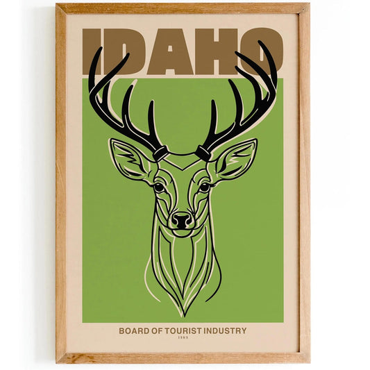 Idaho Vintage Deer Travel Poster