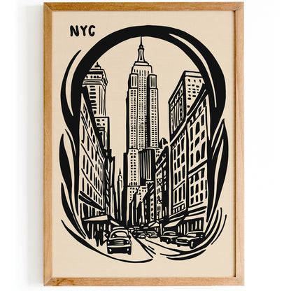 New York City Black Ink Poster