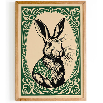Cute Rabbit in Rococo Floral Frame Art Print