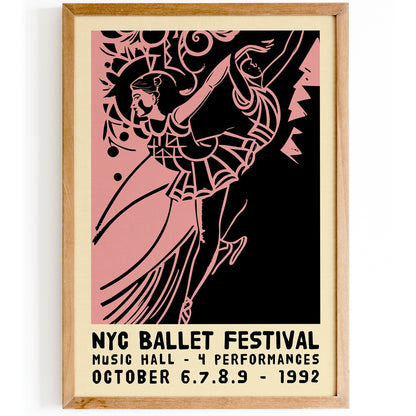 Vintage Ballet NYC Poster - 1992 Pink