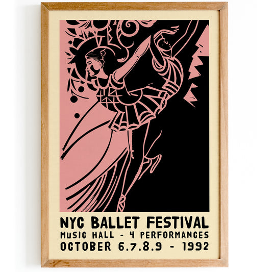 Vintage Ballet NYC Poster - 1992 Pink