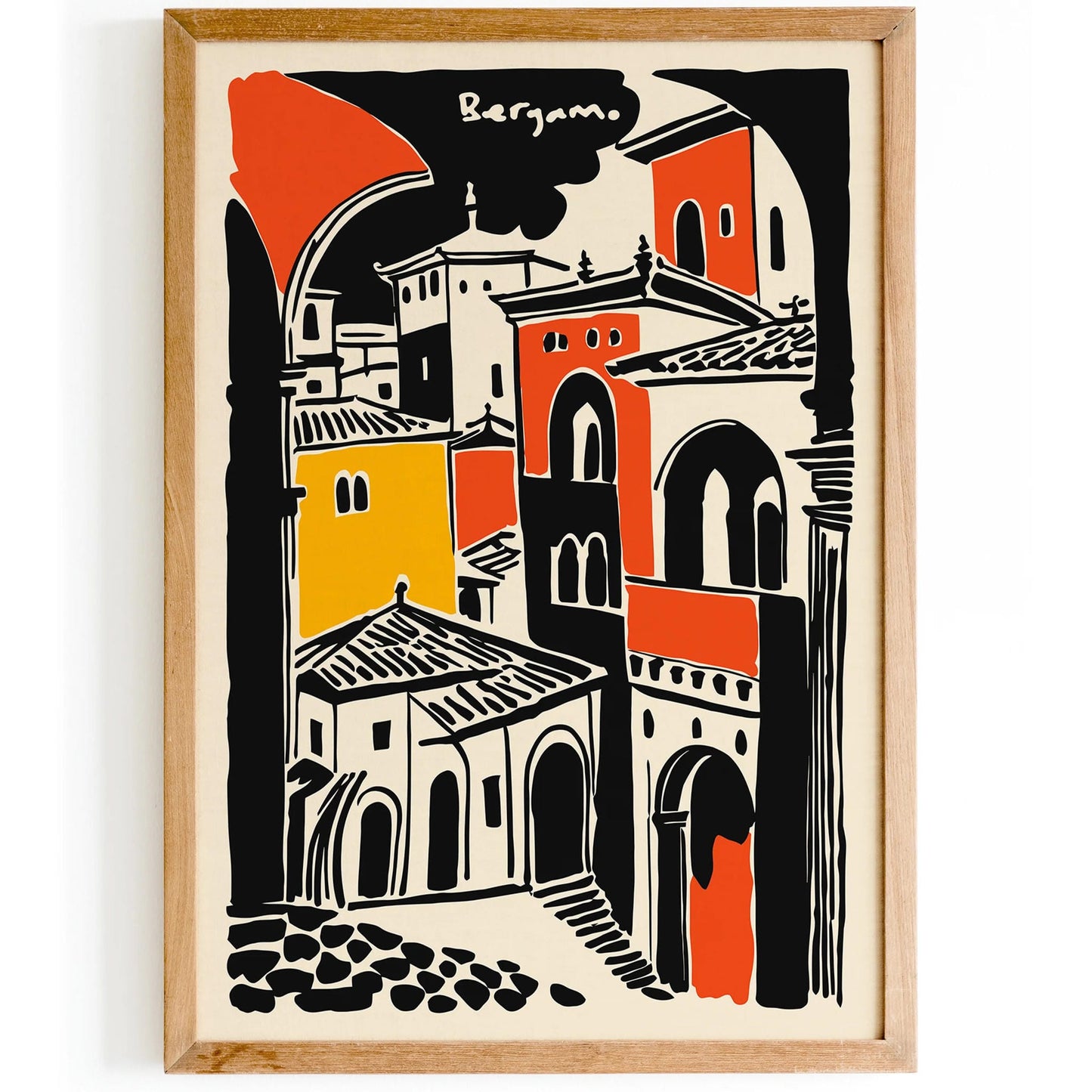 Bergamo Travel Poster Italy – Architecture Wall Print