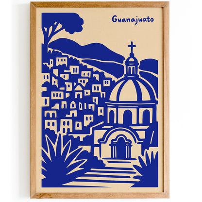 Guanajuato Mexico Blue Cityscape Travel Poster
