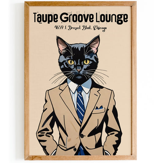 Taupe Groove Lounge Retro Jazz Poster