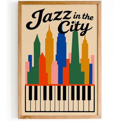 Jazz in the City Colorful Poster