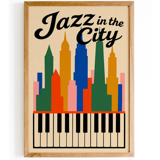 Jazz in the City Colorful Poster