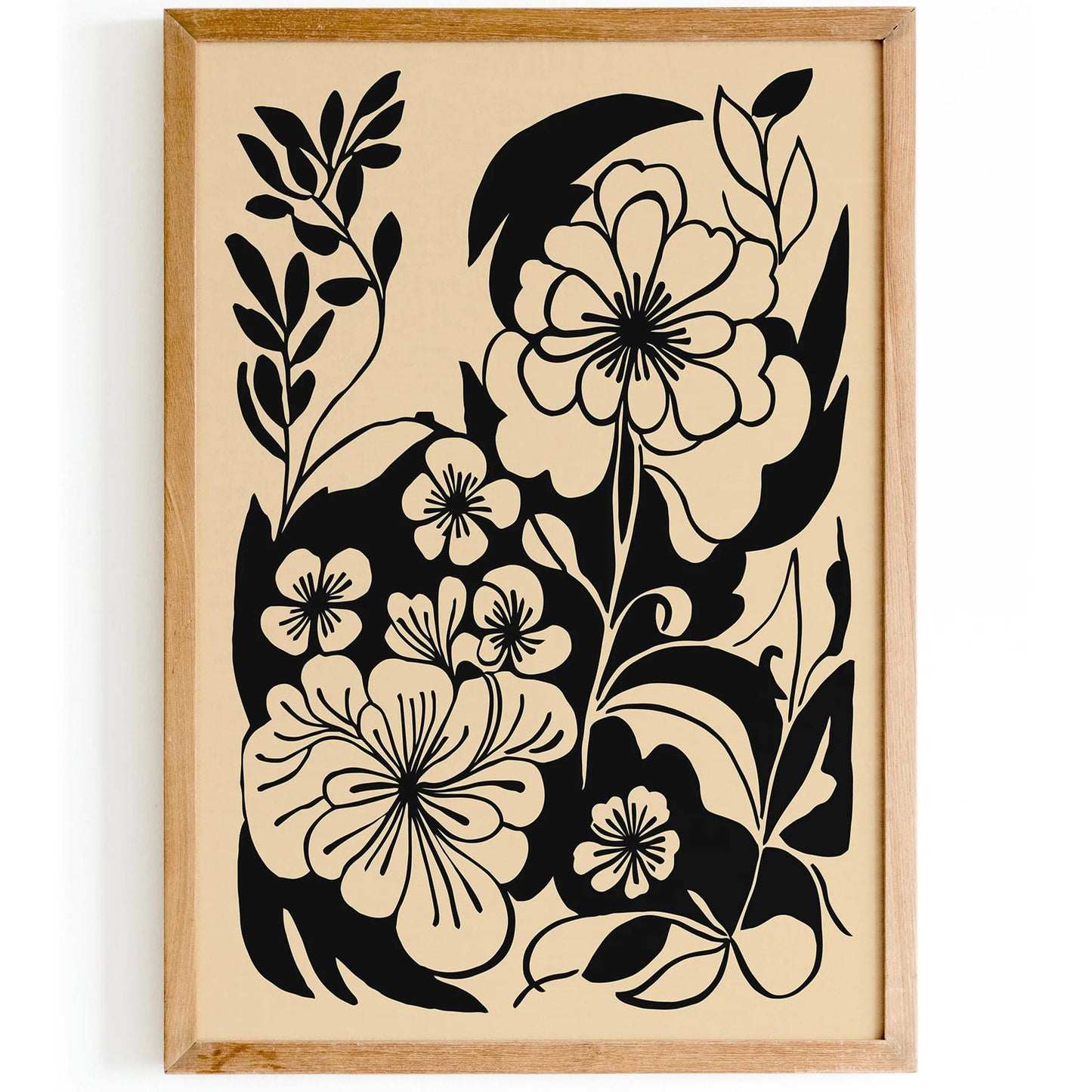 Minimalist Black Ink Floral Line Art Print