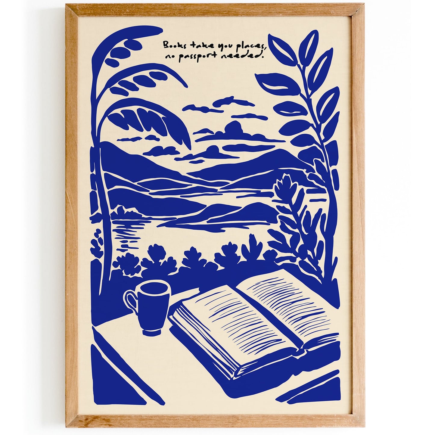 Books Take You Places Poster - Blue Reading Wall Art