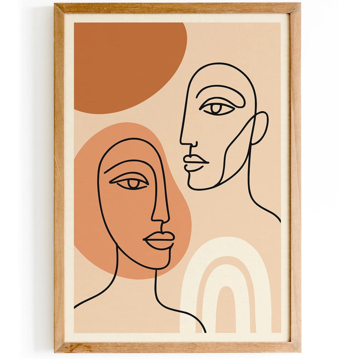 Modern Minimalist Abstract Line Art Faces Print