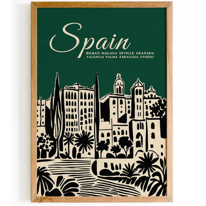 Spain Green Travel Art Print - Spanish Wall Decor