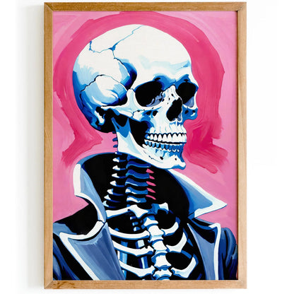 Skeleton Pink Halloween Art Print 2024