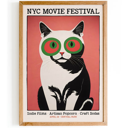 Retro NYC Movie Festival Cat Poster