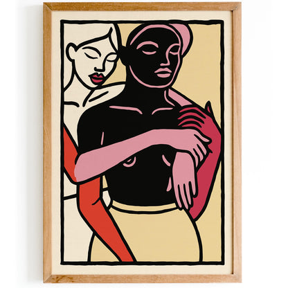 Modern Embrace Poster - Abstract Couple Wall Art Print