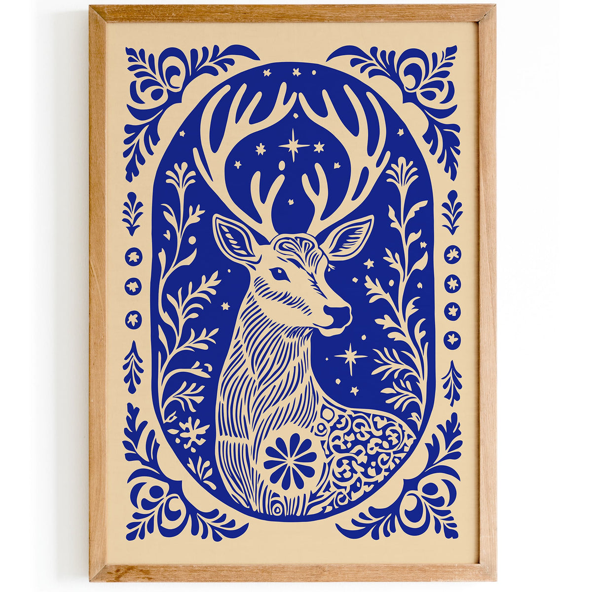 Blue Reindeer Art Poster
