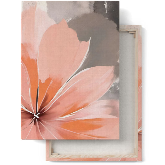 Petals in Bloom: Peach Flower Canvas Art