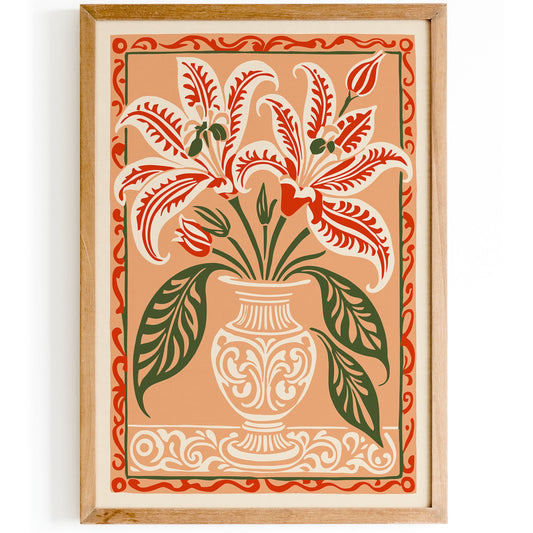 Lilium Flowers Rococo Style Art Print