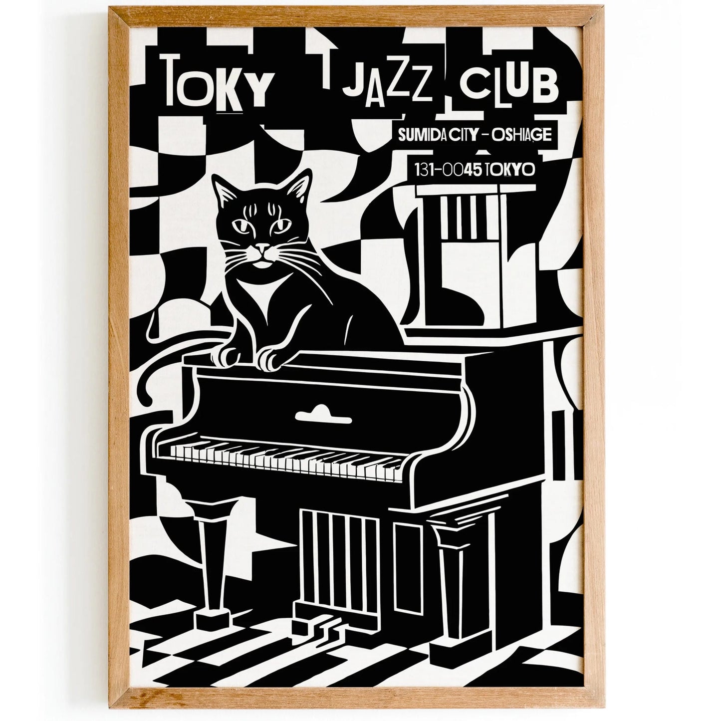 Tokyo Jazz Club Cat & Piano Art