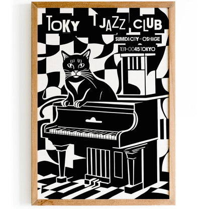 Tokyo Jazz Club Cat & Piano Art