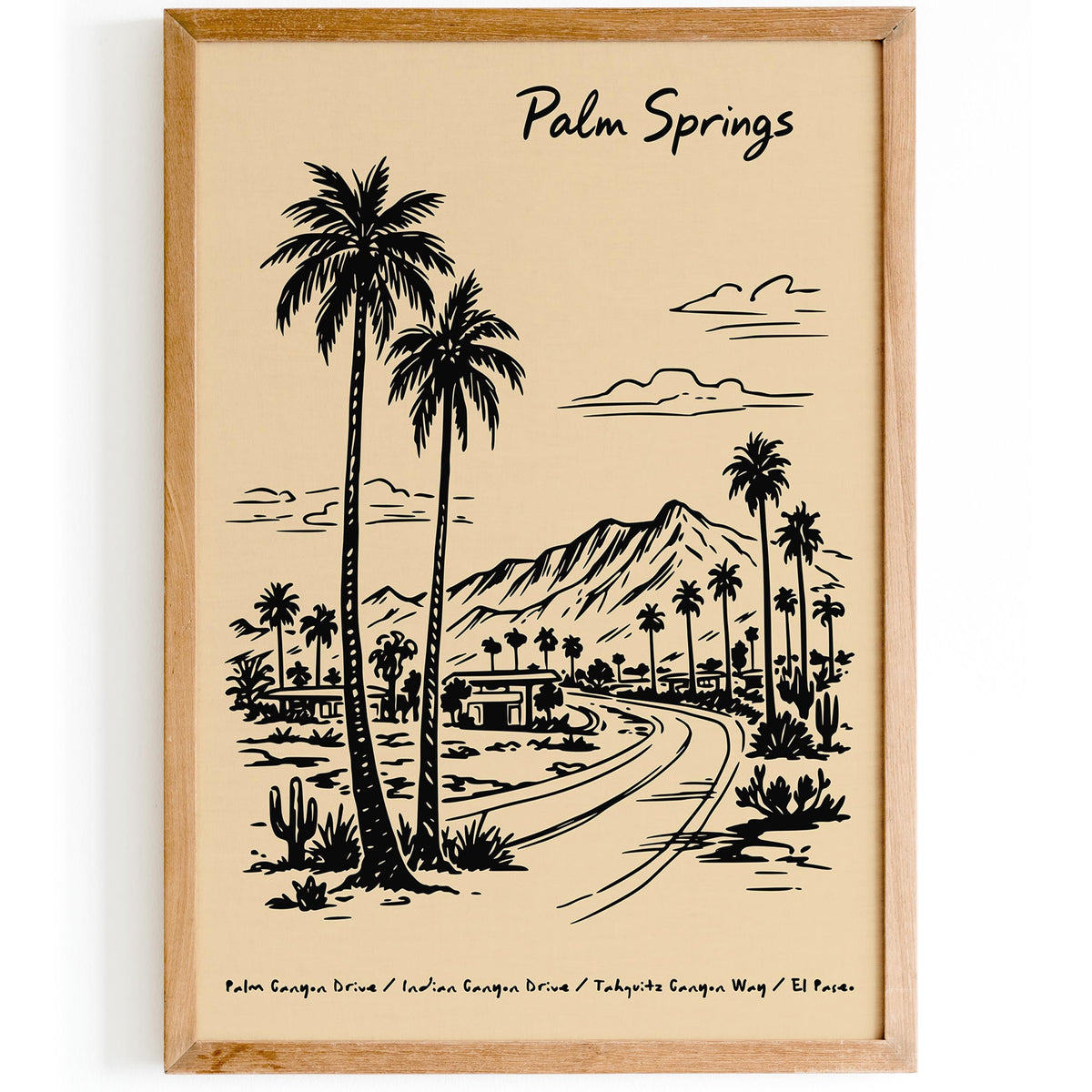 Palm Springs California Cityscape Travel Poster
