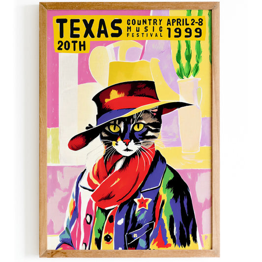 1999 Texas Country Music Cat Poster