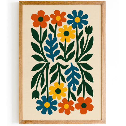 Retro Flowers in Matisse Style Poster