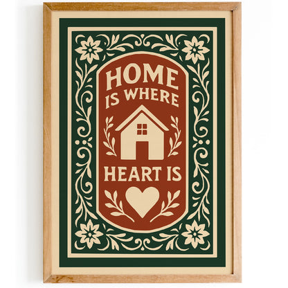 Home is Where Heart Is Poster - Cozy Wall Art Decor in Rococo Style