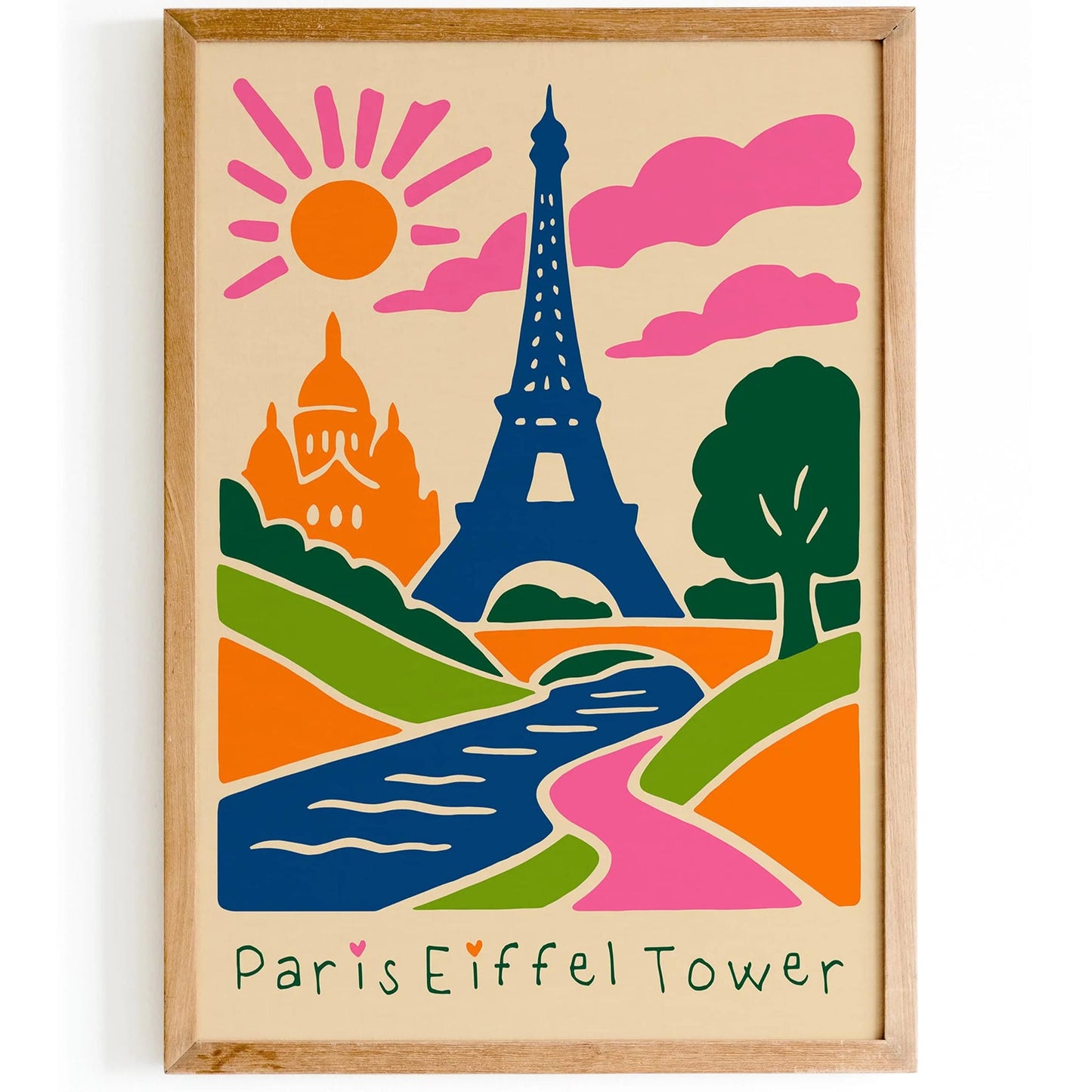 Paris Eiffel Tower Poster - Colorful Cute Wall Art