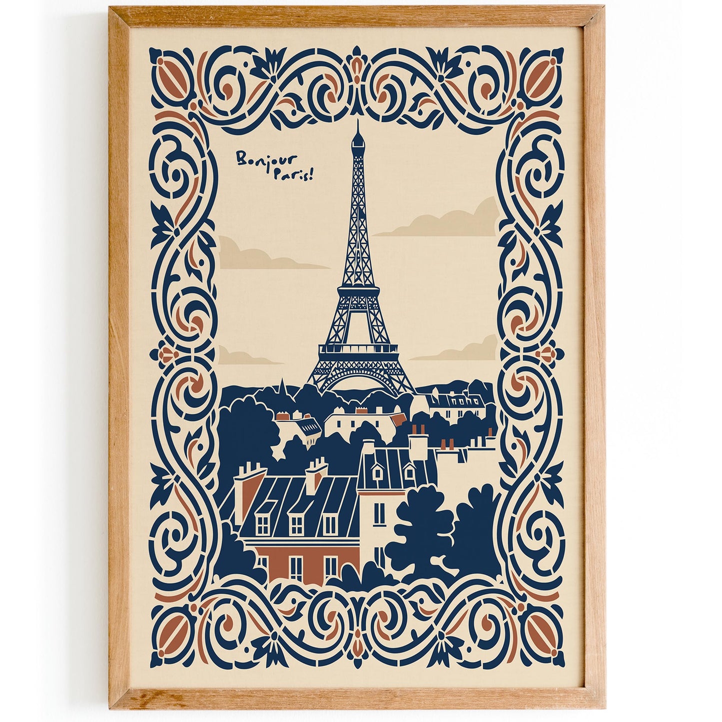 Bonjour Paris Travel Poster