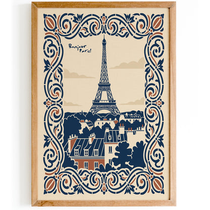 Bonjour Paris Travel Poster