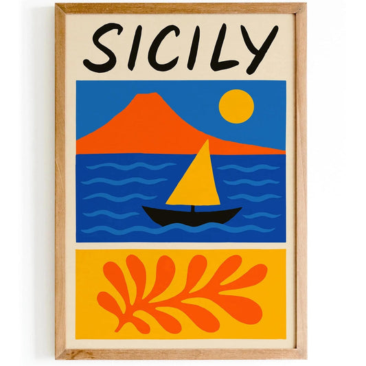 Sicily Mid Century Modern Travel Poster