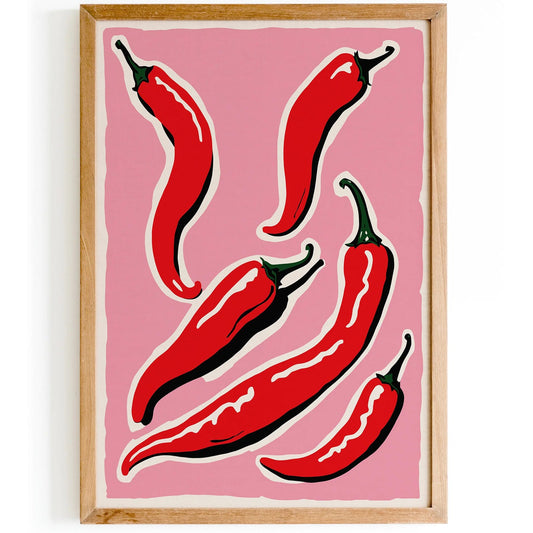 Artsy Chilli Peppers Wall Art Print