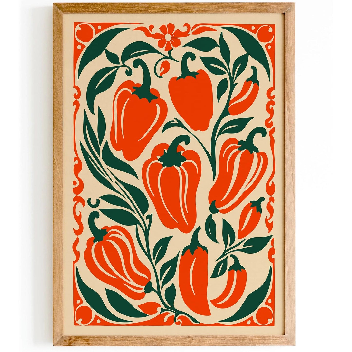 Orange Peppers - Farmhouse Kitchen Art Print