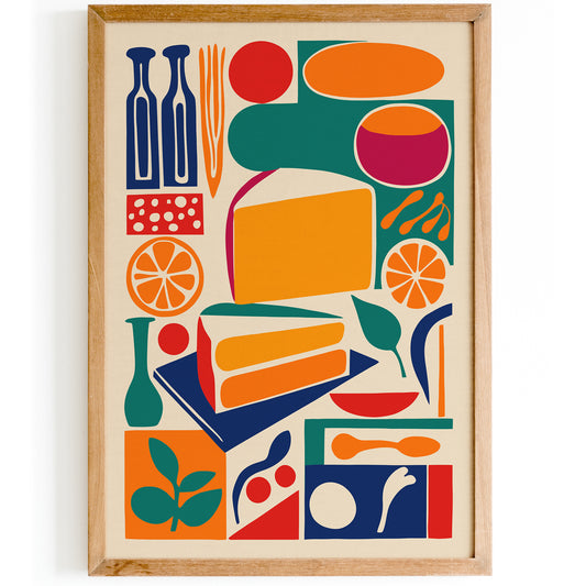 Retro Abstract Cheese Kitchen Poster