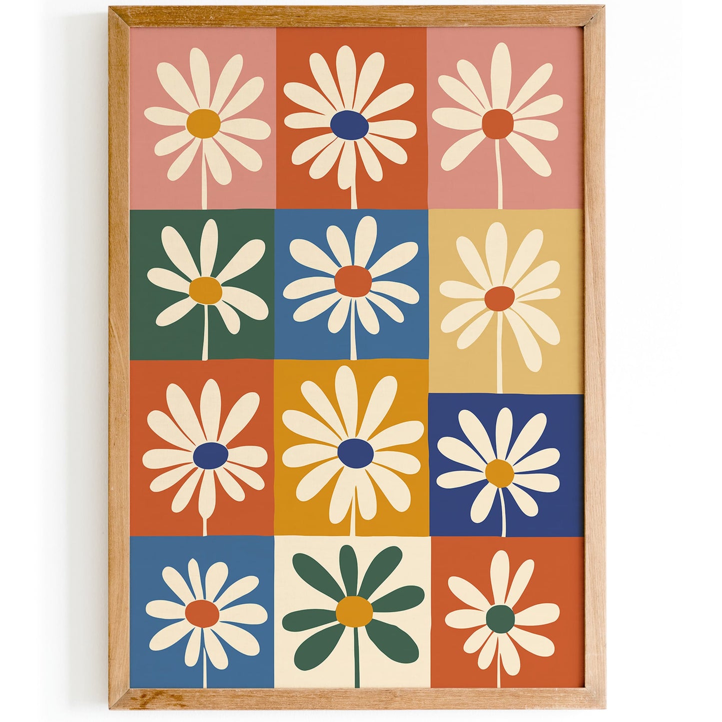 Retro Daisies Flowers Poster