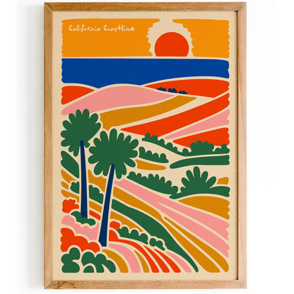 California Coastline Colorful Landscape Poster