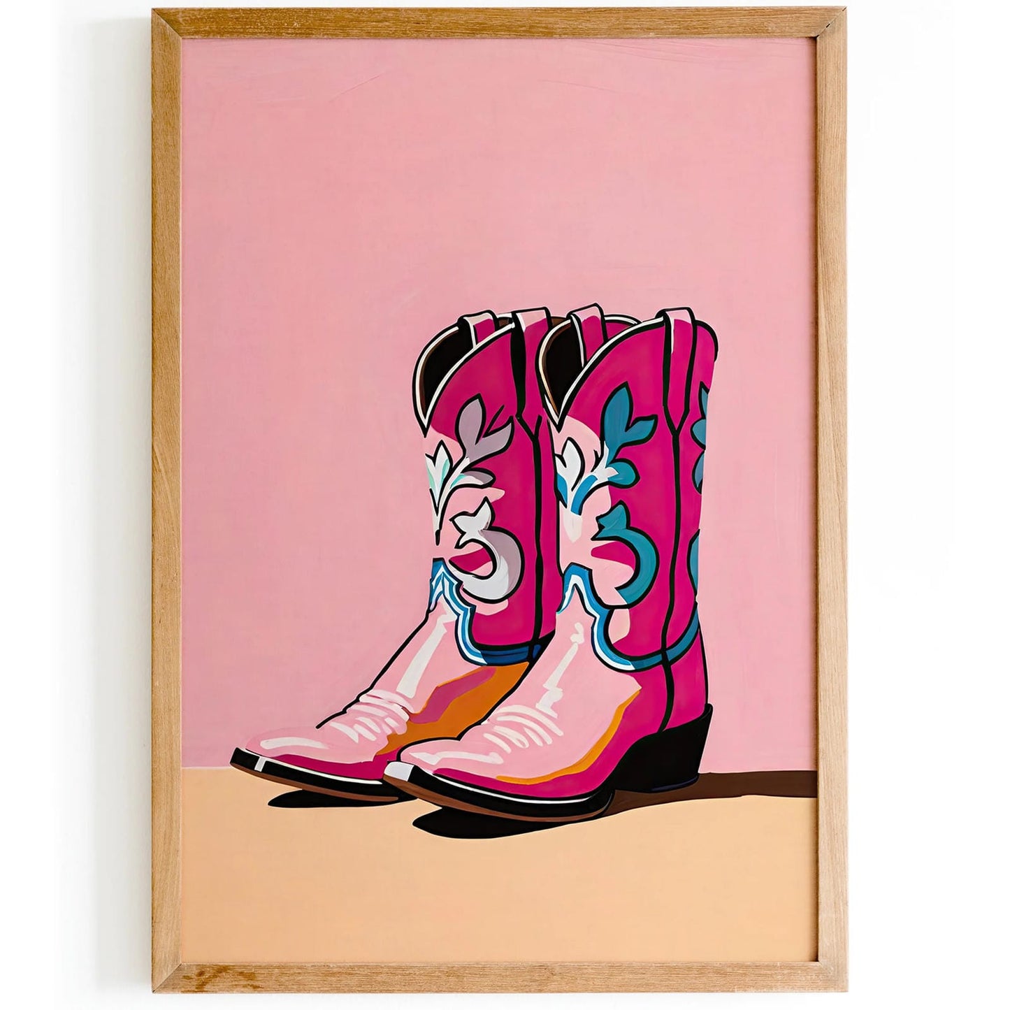 Pink Cowgirl Boots Wall Art Print