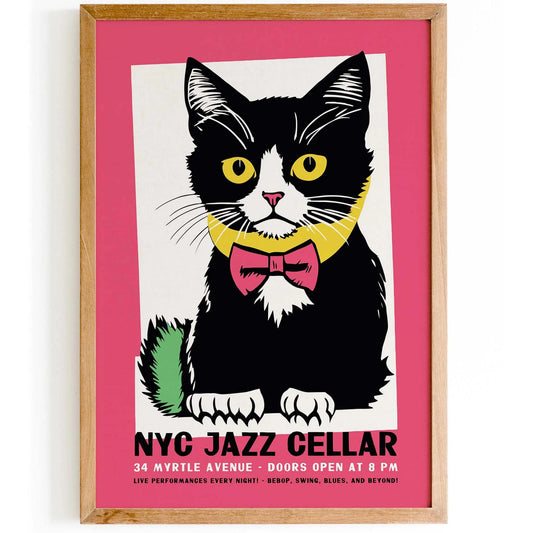 NYC Jazz Cat Poster Print