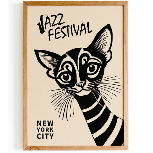 Jazz Festival NYC Black Cat Wall Art
