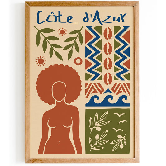 Côte d’Azur Travel Poster – Afrohemian Wall Art Print